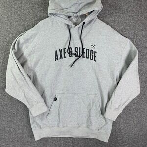 Axe & Sledge Hoodie Men Extra Large Stretch Performance Gray Pullover Gym